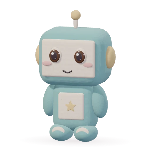 The app’s ocean plush robot companion, with a warm smile and buttercup accents.